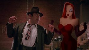 Bob Hoskins and Jessica Rabbit